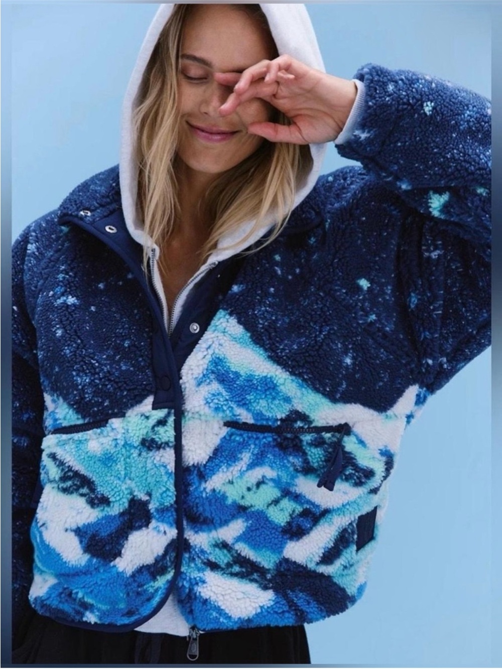Free People Hit The Slopes Printed Fleece Pullover. NWT. Starry skies